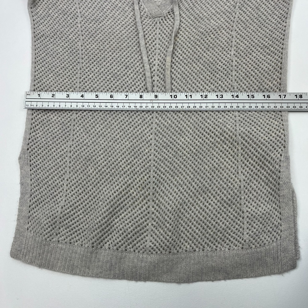 Autumn Cashmere XS Sweater 100% Cashmere Hooded Open Knit Gray Sand Soft Cozy - Picture 9 of 12